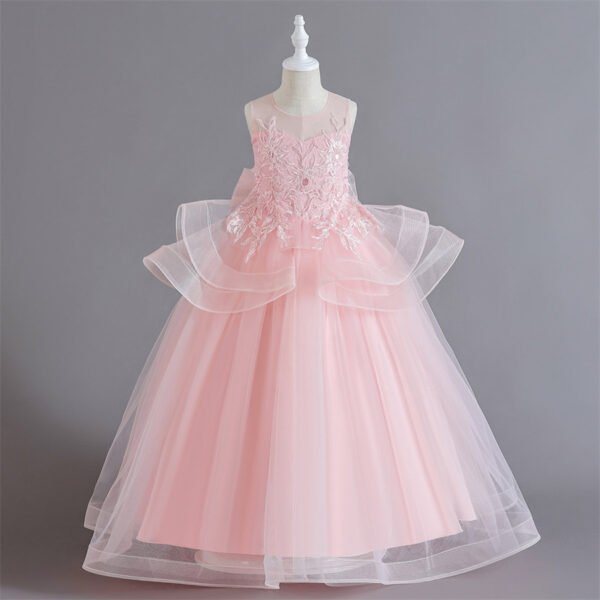 Vestidos de Niñas TQE077-5 Elegante Vestido Niña Falda Larga Bordados Especiales Manuales para Primera Comunion TQE077