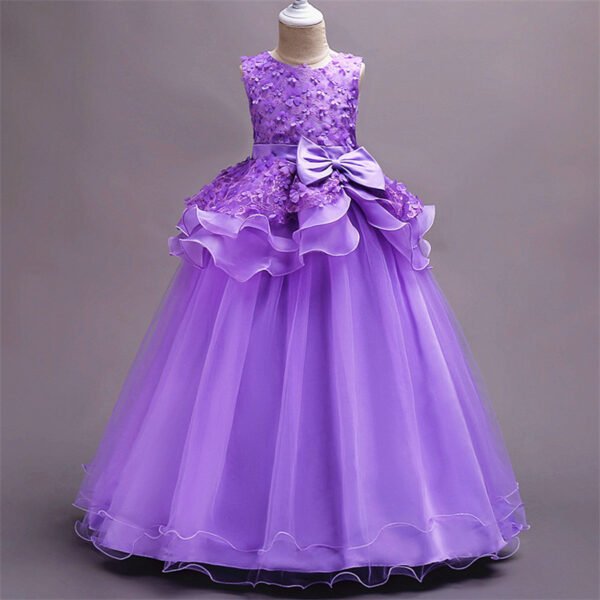 Vestidos de Niñas TQE079-1 Especial Vestido NIña Flada Hasta Suelo Pegados Flores Manuales TQE079