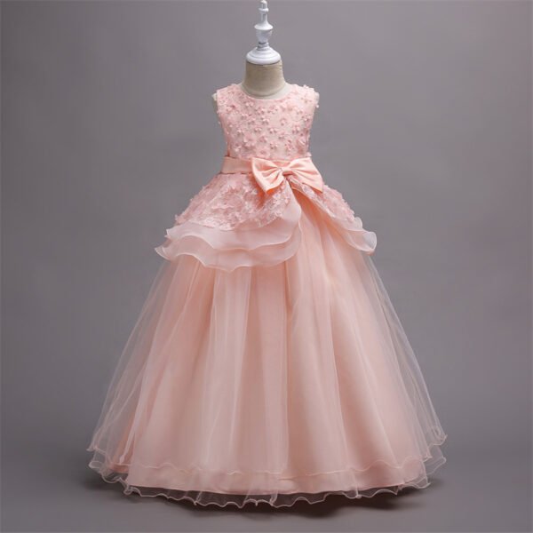 Vestidos de Niñas TQE079-5 Especial Vestido NIña Flada Hasta Suelo Pegados Flores Manuales TQE079