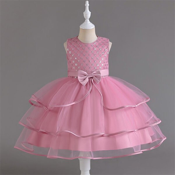 Vestidos de Niñas TQE080-4 Elegante Vestido Niña de Gasa Agata de Talle Alto TQE080