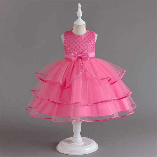 Vestidos de Niñas TQE080-6 Elegante Vestido Niña de Gasa Agata de Talle Alto TQE080