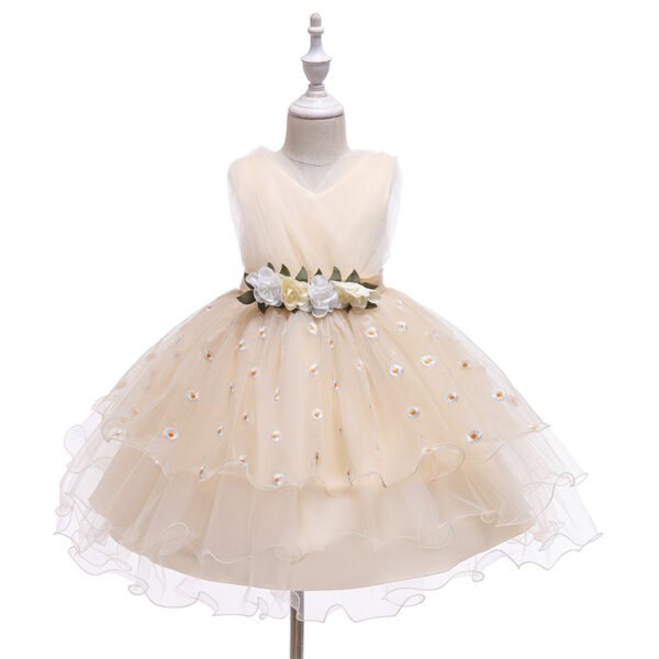 Vestidos de Niñas TQE084-3 Especial Vestido Niña Sin Mangas con Bordados de Flores TQE084