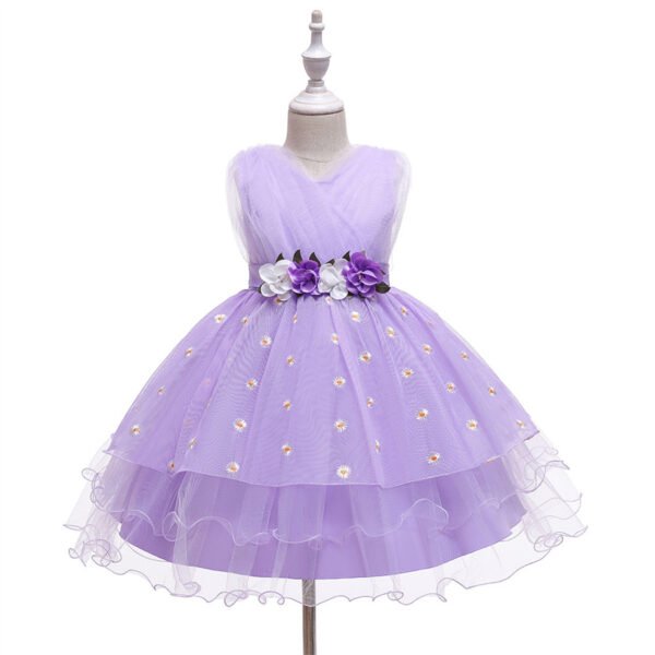 Vestidos de Niñas TQE084-4 Especial Vestido Niña Sin Mangas con Bordados de Flores TQE084