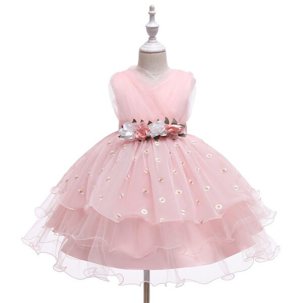 Vestidos de Niñas TQE084-6 Especial Vestido Niña Sin Mangas con Bordados de Flores TQE084