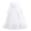 Vestido Niña Espalda Abierta Con Encima de Encaje TQE085