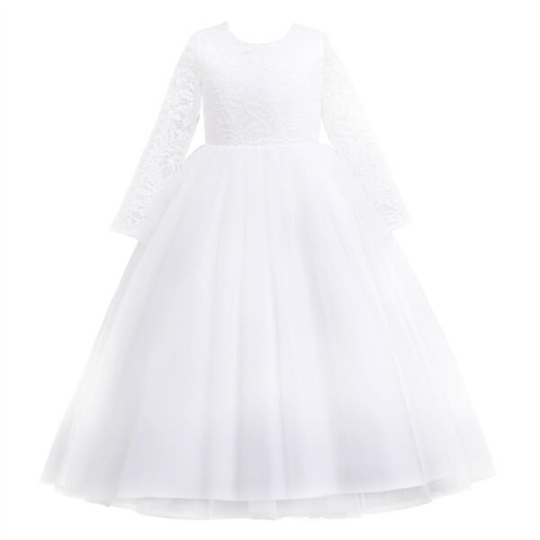 Vestido Niña Espalda Abierta Con Encima de Encaje TQE085