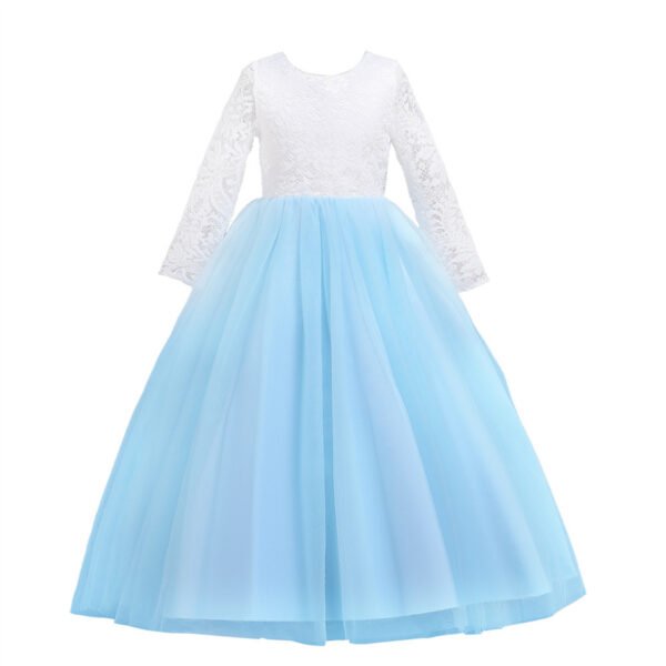 Vestido Niña Espalda Abierta Con Encima de Encaje TQE085