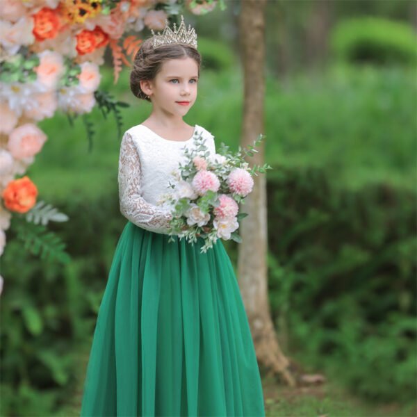 Vestido Niña Espalda Abierta Con Encima de Encaje TQE085