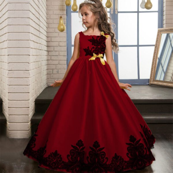 Vestido Niña de Rado Con Bordo de Encaje TQE086