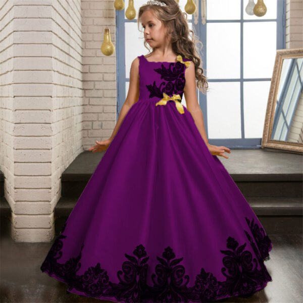 Vestido Niña de Rado Con Bordo de Encaje TQE086