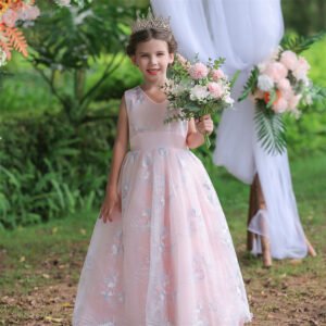 Vestido Niña de Una Pieza Con Especiales Bordados TQE089