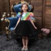 Colores Combinados Vestido Niña Falda de Gasa y Encima Lentejuelas TQE090