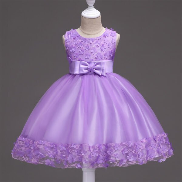 Vestido Niña Falda Con Bordo de Encaje Decorados de Flores TQE092