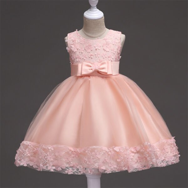 Vestido Niña Falda Con Bordo de Encaje Decorados de Flores TQE092