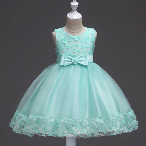 Vestido Niña Falda Con Bordo de Encaje Decorados de Flores TQE092