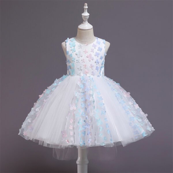 Vestido Niña Falda Decorados de Flores para Bautizo TQE093