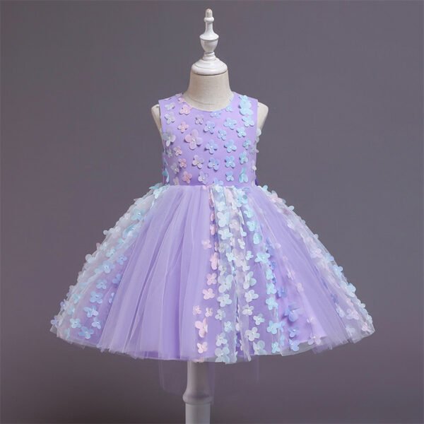Vestido Niña Falda Decorados de Flores para Bautizo TQE093