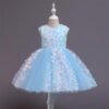Vestido Niña Falda Decorados de Flores para Bautizo TQE093
