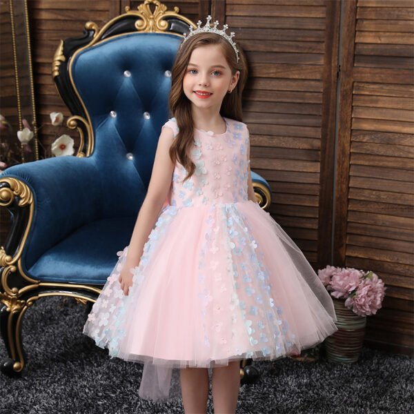 Vestido Niña Falda Decorados de Flores para Bautizo TQE093