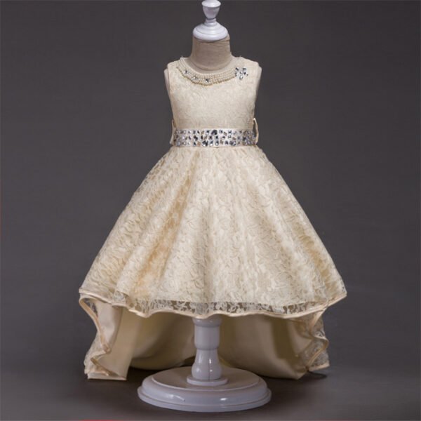 Vestidos de Niñas TQE095-3 Vestido Niña de Encaje Falda Hasta El Suelo TQE095
