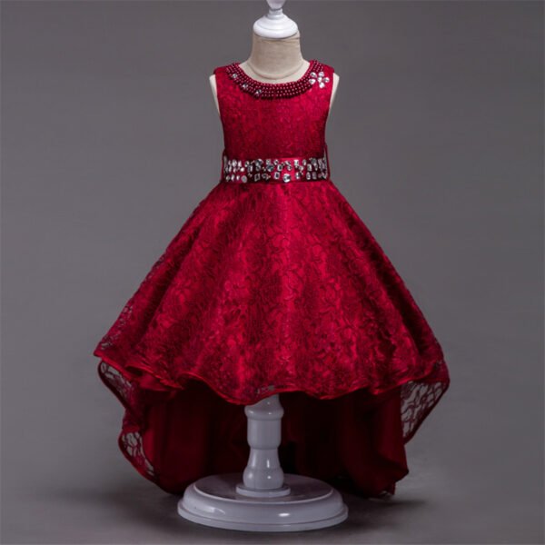 Vestidos de Niñas TQE095-7 Vestido Niña de Encaje Falda Hasta El Suelo TQE095