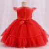 Clasico Vestido Niña de Gasa Agata de Talle Alto TQE096