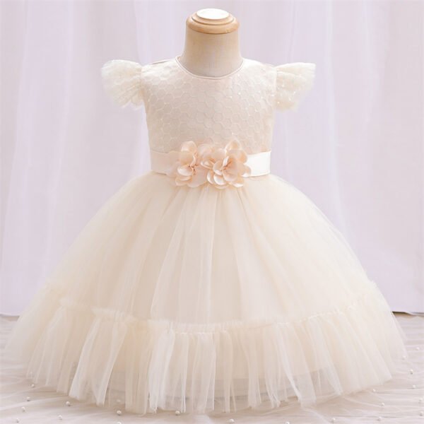 Clasico Vestido Niña de Gasa Agata de Talle Alto TQE096