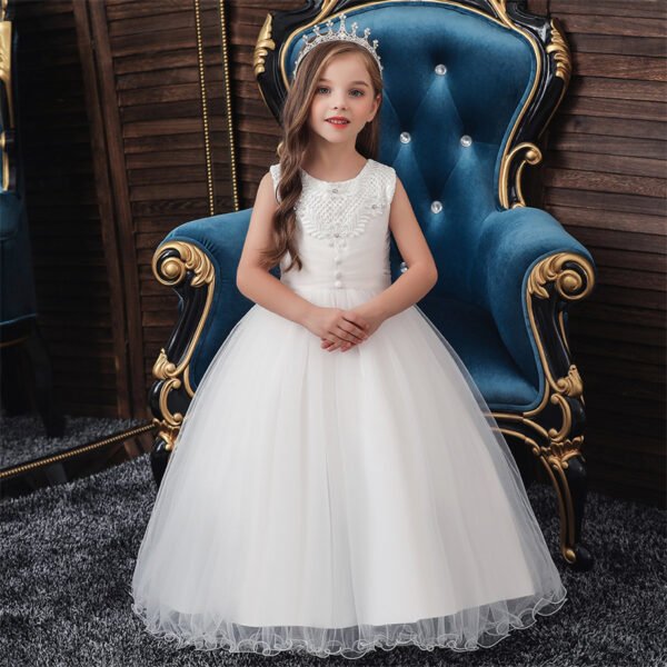 Vestidos de Niñas TQE098-1 Elegante Vestido Niña Falda Larga para Primera Comunion TQE098
