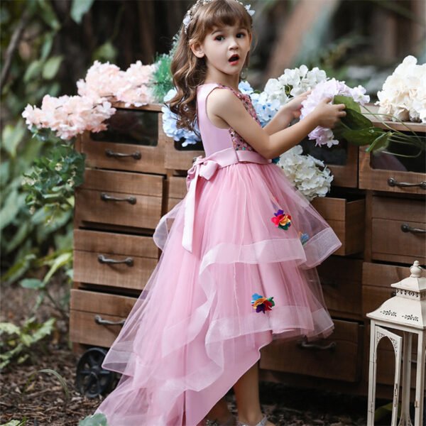 Vestido Niña Lentejuelas Decorados Flores de Colores TQE099