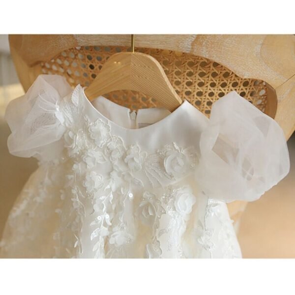 Vestido Niña de Una Pieza Mangas Abullonadas para Bautizo TQL03