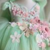 Mint Elegante Princesa Vestido Niña de Gasa Detalle Flor TQL06