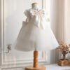 Blanco Vestido Niña de Una Pieza de Gasa para Bautizo TQL07
