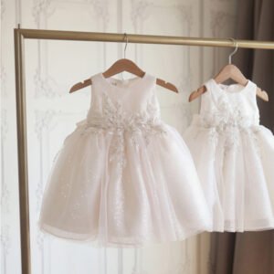 Popular Blanco Vestido Niña de Gasa para Bautizo TQL12
