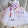 Blanco Elegante Princesa Vestido Niña de Gasa Detalle Flor TQL14