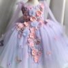 Lila Elegante Princesa Vestido Niña de Gasa Detalle Flor TQL15