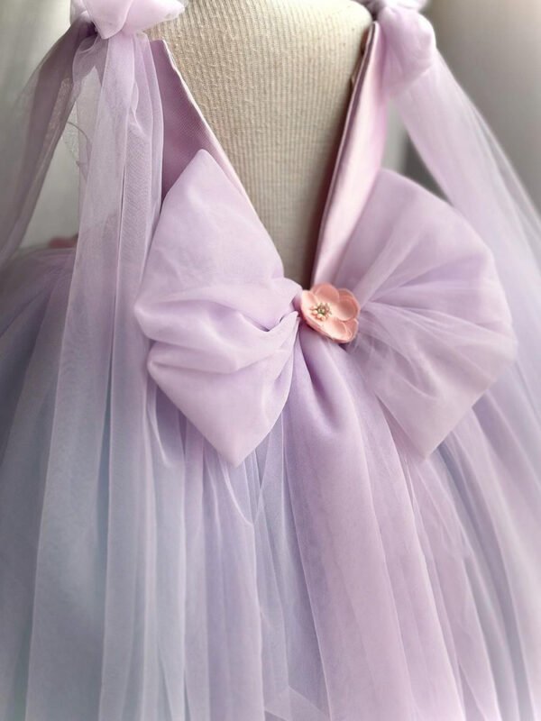 Lila Elegante Princesa Vestido Niña de Gasa Detalle Flor TQL15