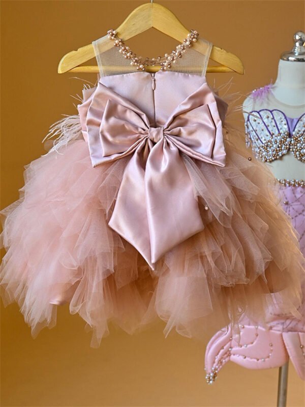 Amable Pink Tutu Vestido Niña Sin Mangas Detalles Perlas TQL16