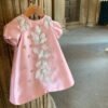 Vestido Niña de Raso Detalle Perla TQL19