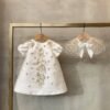 Vestido Niña de Raso Detalle Perla TQL19