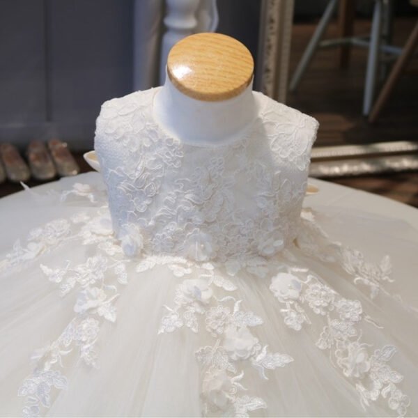 Elegante Vestido Niña de Gasa con Gran Moño para Bautizo Primera Comunion TQL20