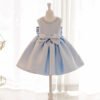 Clasico Baby Blue Vestido Niña de Raso Sin Mangas TQL25