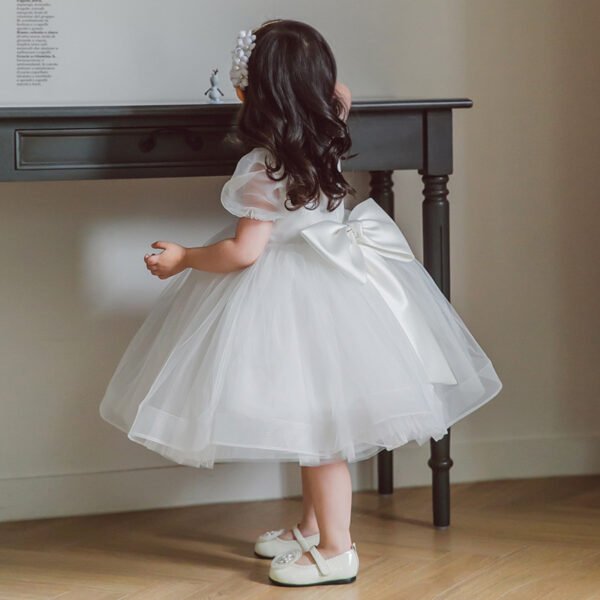 Clasico Blanco Vestido Niña de Gasa para Bautizo Primera Comunion TQL26