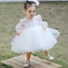 Clasico Blanco Vestido Niña de Gasa para Bautizo Primera Comunion TQL26
