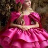 Basmarti Vestido Niña de Rado Gran Moños de Hombro para Bautizo TQL27