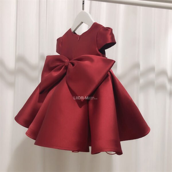 Burgundy Elegante Vestido Niña de Raso TQL31