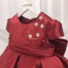 Burgundy Elegante Vestido Niña de Raso TQL31