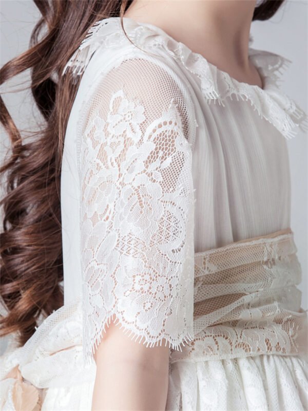 Clasico Blanco Vestido Niña Falda Largo para Bautizo Primera Comunion TQL32