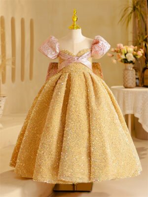 Lujoso Vestido Niña de Cena Pegados Pedrerias Brillantes TQL35