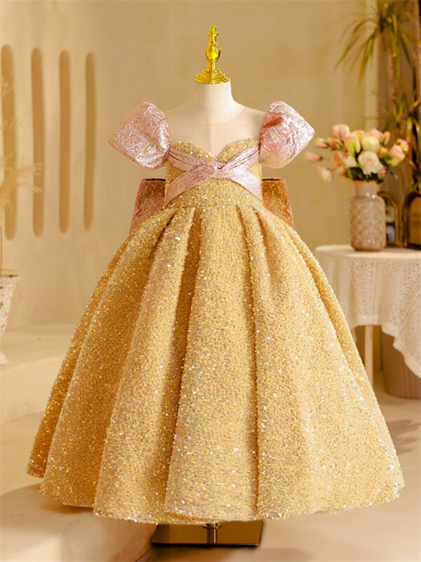 Lujoso Vestido Niña de Cena Pegados Pedrerias Brillantes TQL35