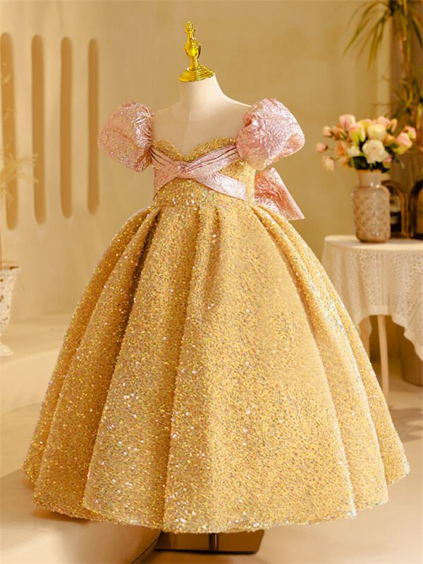 Lujoso Vestido Niña de Cena Pegados Pedrerias Brillantes TQL35